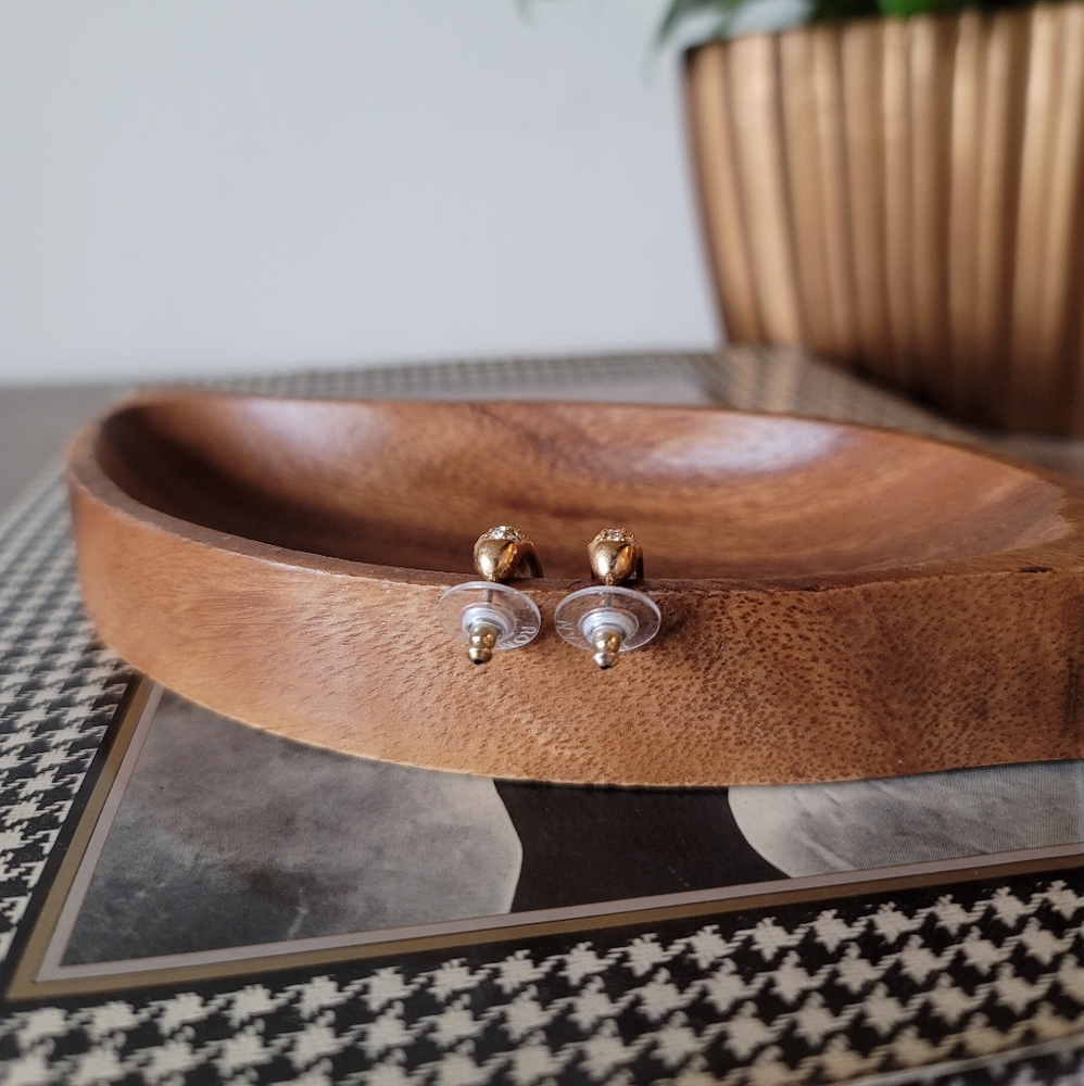 VTG Roman Gold Pave Earrings - Picture 5 of 8